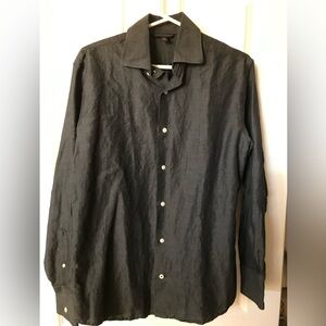 Black linen shirt size MEDIUM 15-15 1/2
